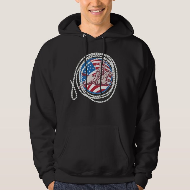 Patriotic Roping Cowboy Hoodie (Framsida)