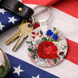 Patriotic Rose Bouquet Nyckelring