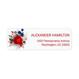 Patriotic Rose Bouquet Returadress Etikett