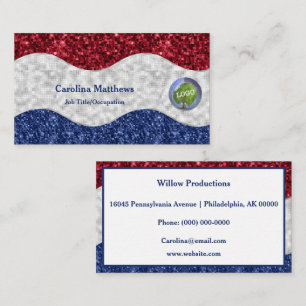 Patriotic Rött vitt blått Business Logotyp Visitkort