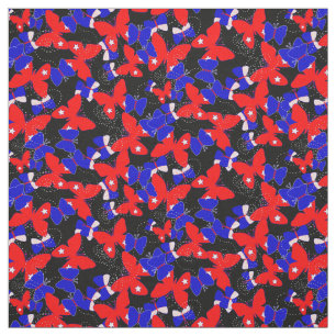 Patriotic Rött vitt blått Butterflies Tyg