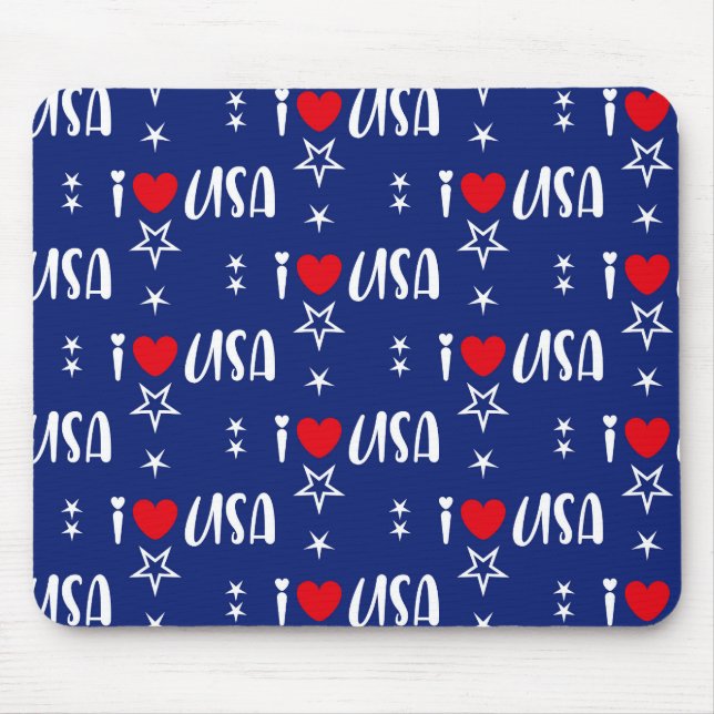 PATRIOTIC RÖTT VITT BLÅTT I KÄRLEK USA MUSMATTA (Framsidan)