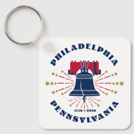 Patriotic Rött vitt blått Liberty Bell Keychain Nyckelring