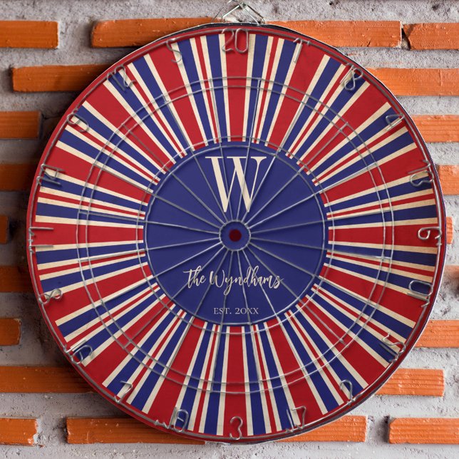 Patriotic Rött vitt blått Monogram Etablerad Darttavla (Skapare uppladdad)