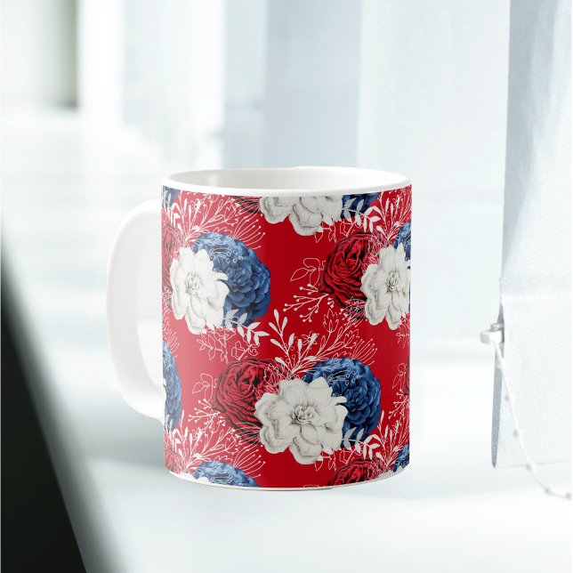 Patriotic Rött vitt blått Ro Kaffemugg (Skapare uppladdad)