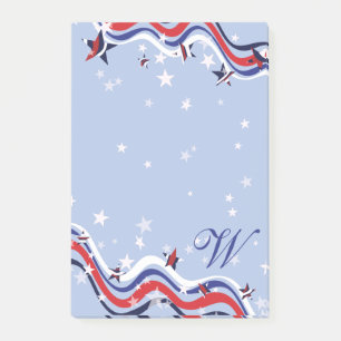 Patriotic Rött vitt blått Spangled Banner Stars Post-it Block