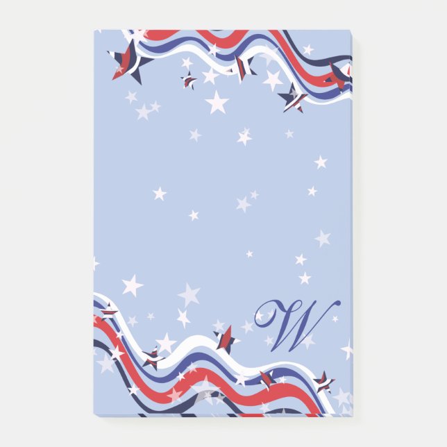 Patriotic Rött vitt blått Spangled Banner Stars Post-it Block (Framsida)