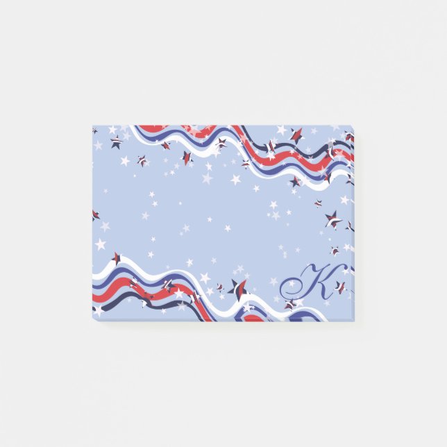 Patriotic Rött vitt blått Spangled Banner Stars Post-it Block (Framsida)