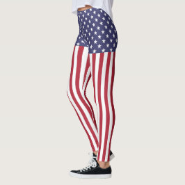 Patriotic Rött vitt blått Stars och stripes Flagga Leggings