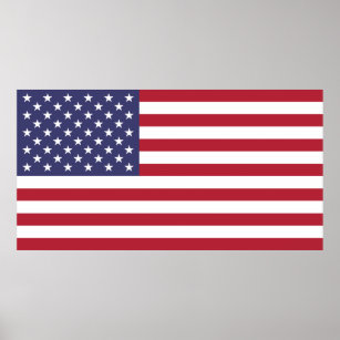 Patriotic Rött vitt blått Stars och stripes Flagga Poster