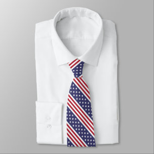 Patriotic Rött vitt blått Stars och stripes Flagga Slips