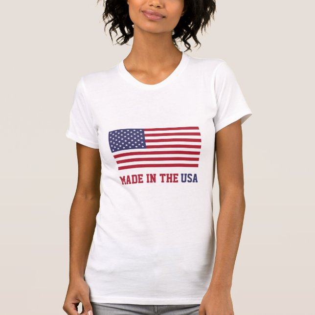 Patriotic Rött vitt blått Stars och stripes Flagga T Shirt (Framsida)