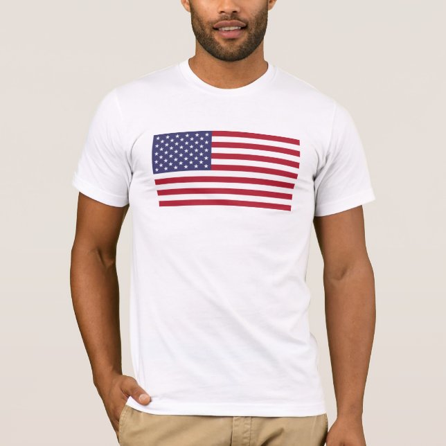 Patriotic Rött vitt blått Stars och stripes Flagga T Shirt (Framsida)