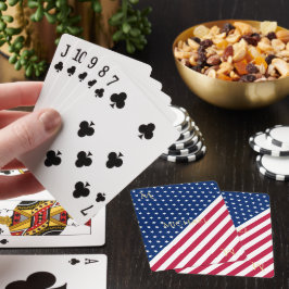 Patriotic Rött vitt blått Stars Rand Monogrammed Casinokort