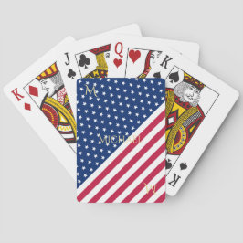 Patriotic Rött vitt blått Stars Rand Monogrammed Casinokort