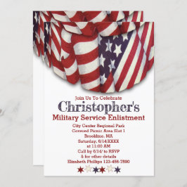 Patriotic Rött vitt blått Stars Service Enlistment Inbjudningar