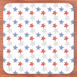 Patriotic Rött vitt blått Stars Underlägg Papper Kvadrat