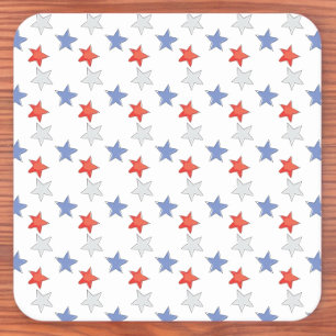 Patriotic Rött vitt blått Stars Underlägg Papper Kvadrat