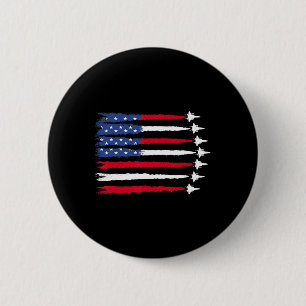 Patriotic Rött vitt blått USA flagga Fighter Jet 4 Knapp
