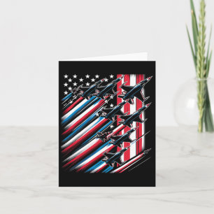 Patriotic Rött vitt blått USA flagga Fighter Jet 4 Kort