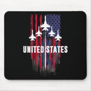 Patriotic Rött vitt blått USA flagga Fighter Jet 4 Musmatta