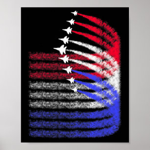 Patriotic Rött vitt blått USA flagga Fighter Jet 4 Poster