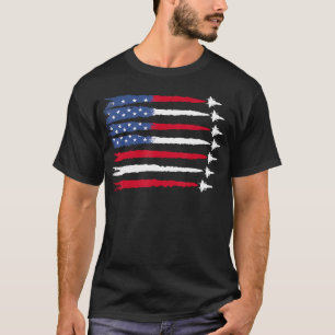 Patriotic Rött vitt blått USA flagga Fighter Jet 4 T Shirt