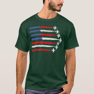 Patriotic Rött vitt blått USA flagga Fighter Jet 4 T Shirt