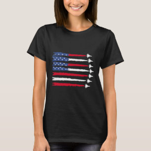 Patriotic Rött vitt blått USA flagga Fighter Jet 4 T Shirt