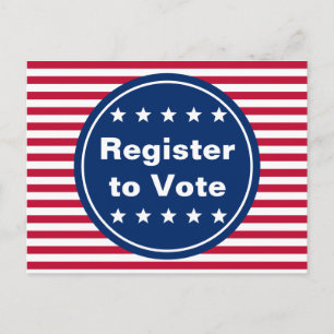 Patriotic Rött vitt och blått register att rösta Vykort