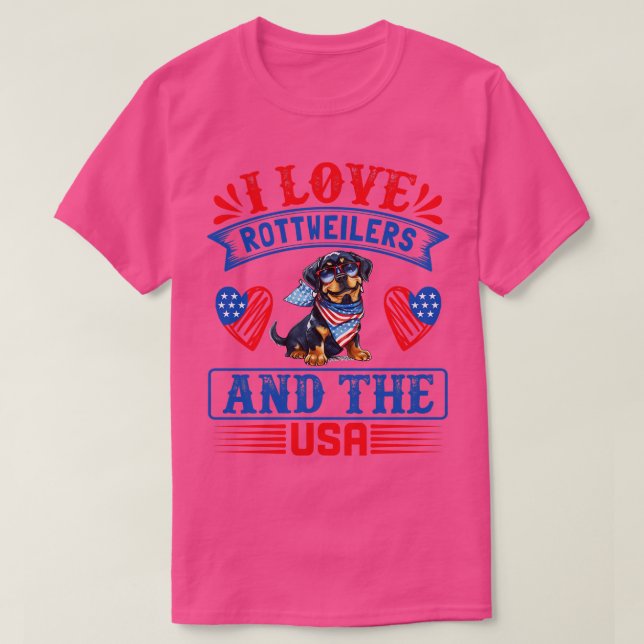 Patriotic Rottweiler Hund 2 T Shirt (Design framsida)