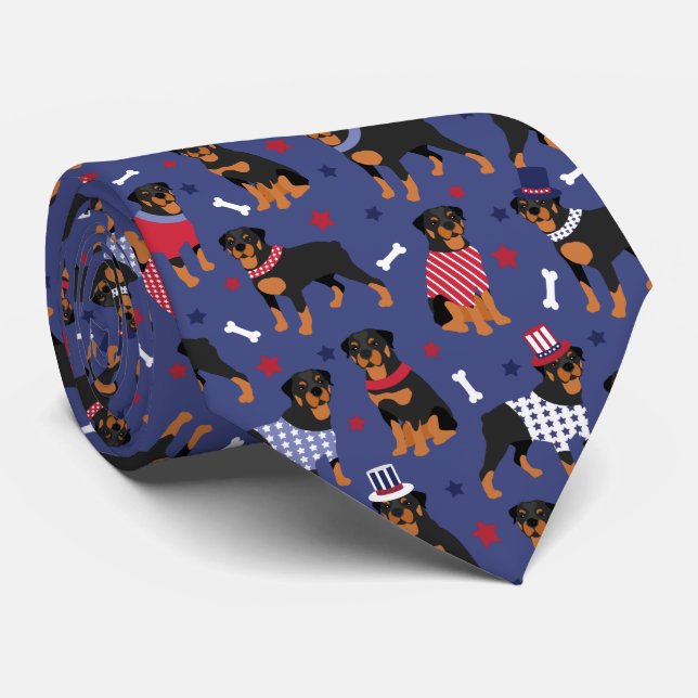 Patriotic Rottweiler Mönster Neck Tie Slips (Rullad)
