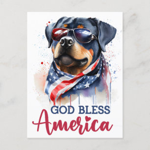 Patriotic Rottweiler, vykort för Välsigna dig Amer