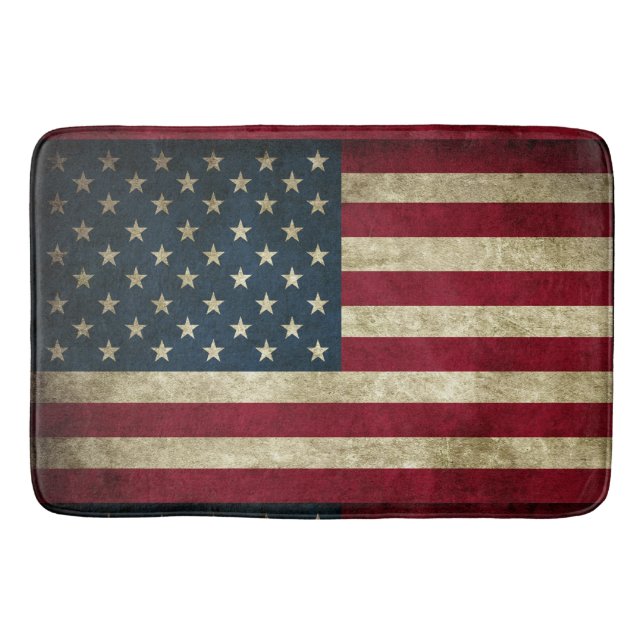 Patriotic Rustic American Amerika American Flagga Badrumsmatta (Framsidan)