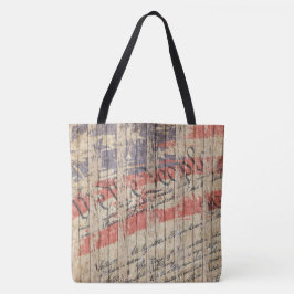 *~* Patriotic Rustic Barnwood Flagga Tygkasse