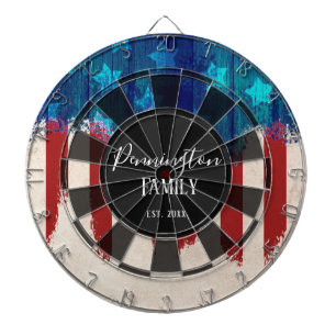 Patriotic Rustic Wood Design Anpassningsbar Family Darttavla