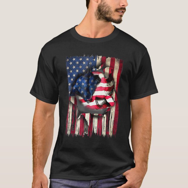 Patriotic Saint Bernard American Hund T Shirt (Framsida)