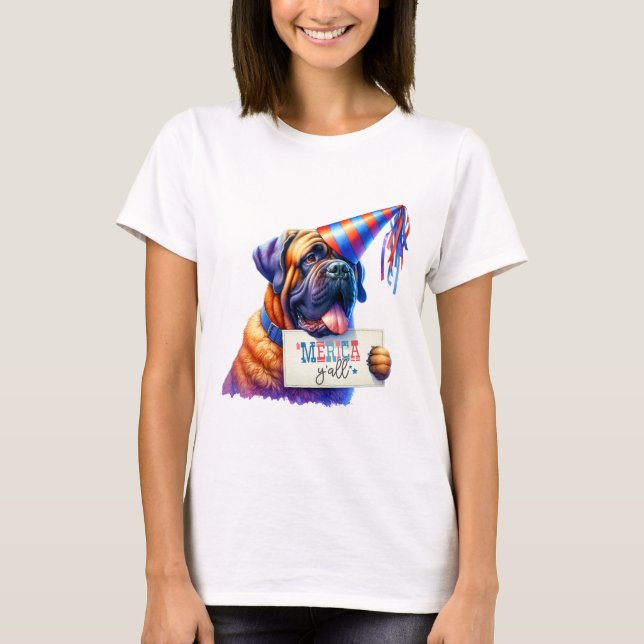 Patriotic Saint Bernard "Merica Y'all T Shirt (Framsida)
