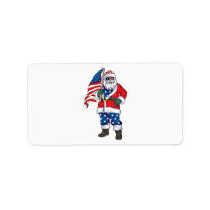 Patriotic Santa American jul 4:e juli San Adressetikett