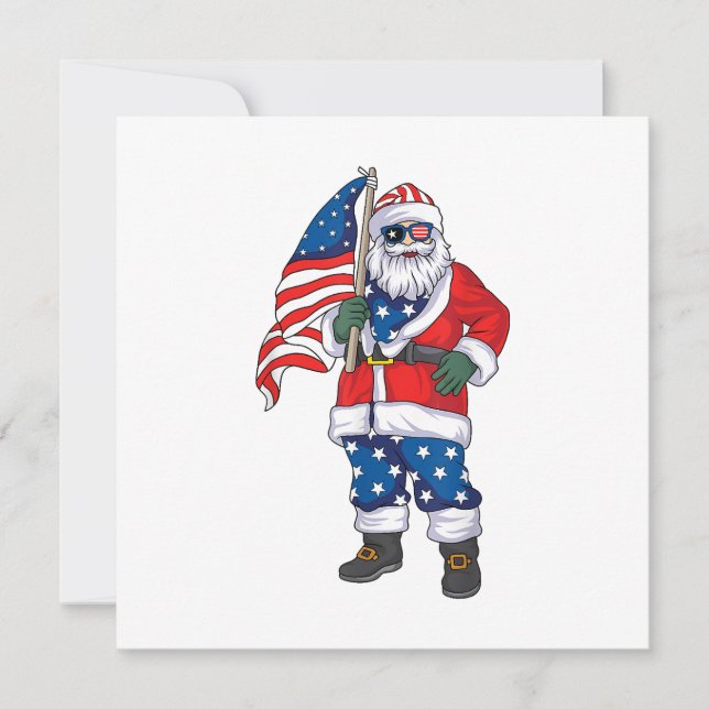 Patriotic Santa American jul 4:e juli San Inbjudningar (Framsida)