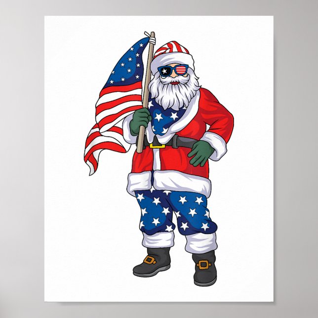 Patriotic Santa American jul 4:e juli San Poster (Framsidan)