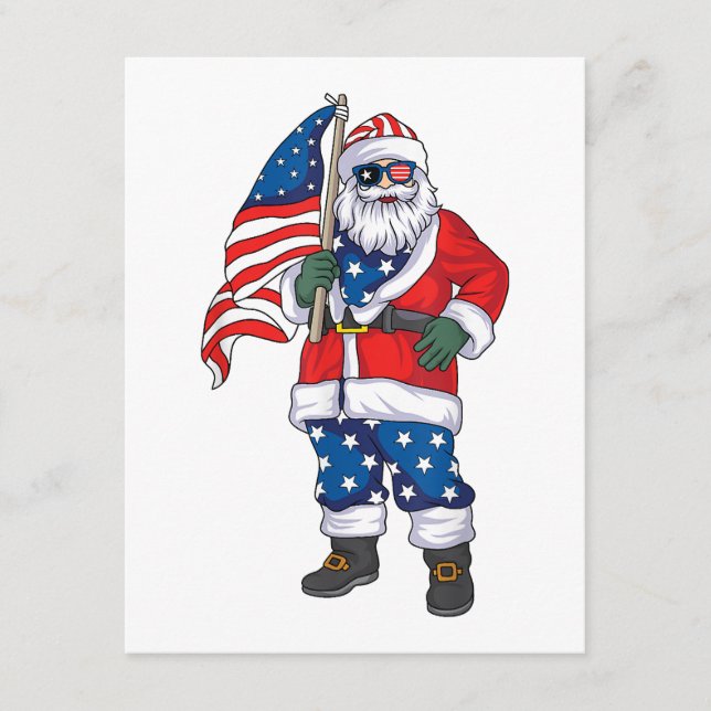 Patriotic Santa American jul 4:e juli San Tilläggskort (Framsida)