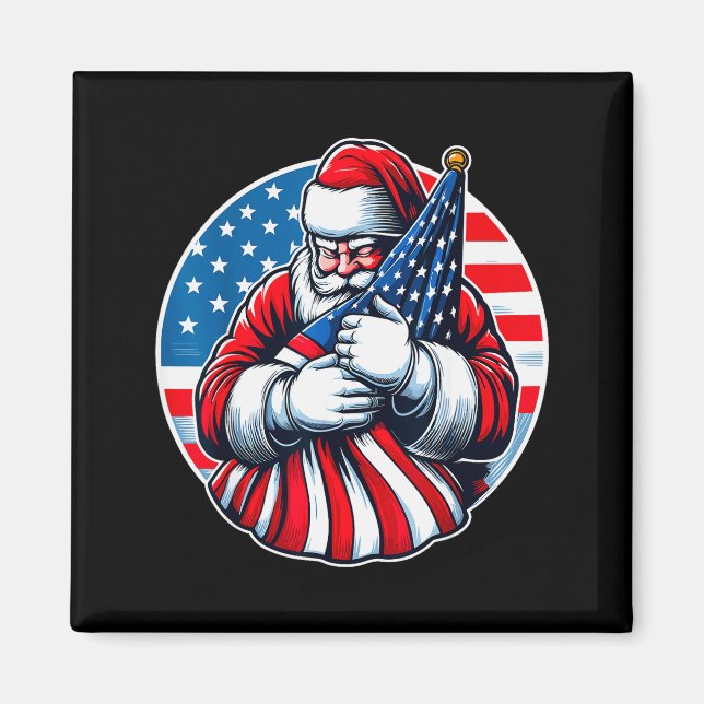 Patriotic Santa Claus For Men Women Usa Flag Chris Magnet (Framsidan)