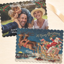 Patriotic Santa God jul Flat Photo Card