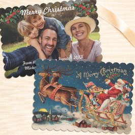 Patriotic Santa God jul Flat Photo Card Julkort