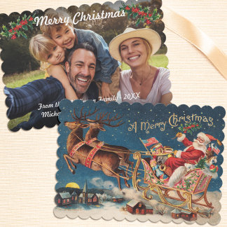 Patriotic Santa God jul Flat Photo Card Julkort