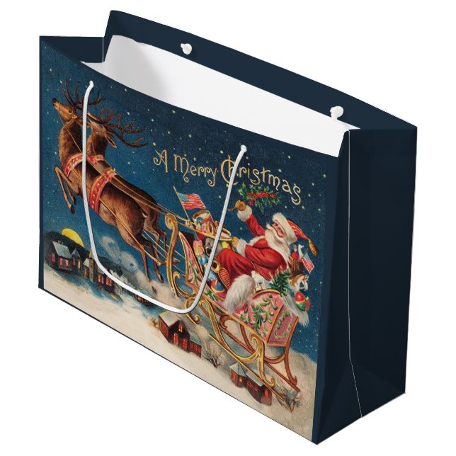 Patriotic Santa God jul Gift Bag (Framsidan Vinklad)