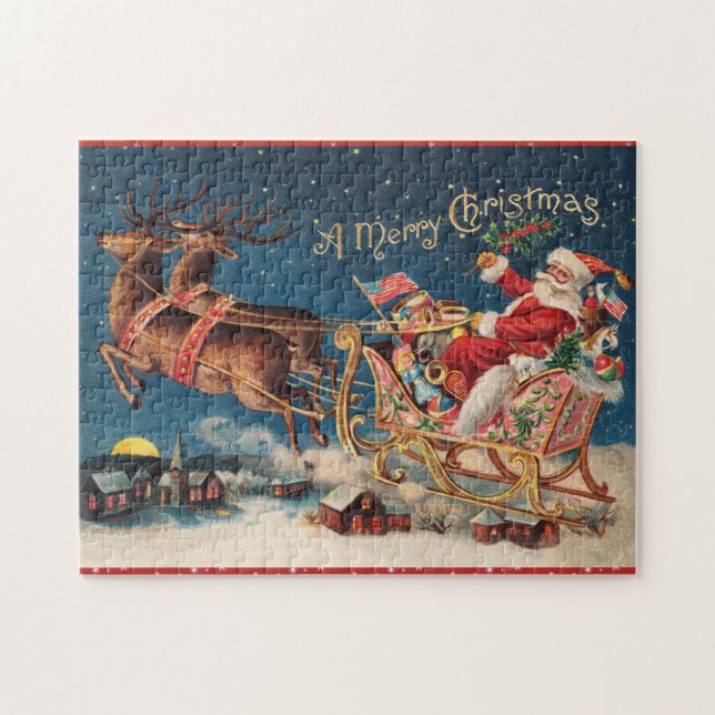 Patriotic Santa God jul Puzzle Pussel (Horisontell)