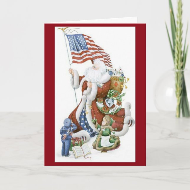 Patriotic Santa Greeting Card Helgkort (Framsida)