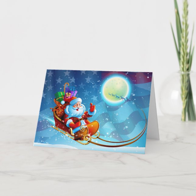 Patriotic Santa Helgdag Card Kort (Framsida)